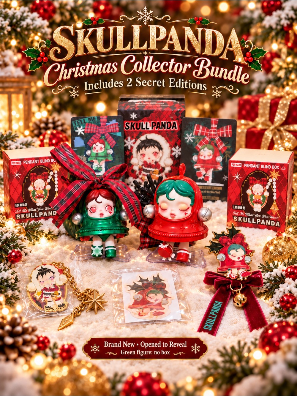 POP MART SKULLPANDA Christmas Bundle – Figures & Pendants – 2 Secrets
